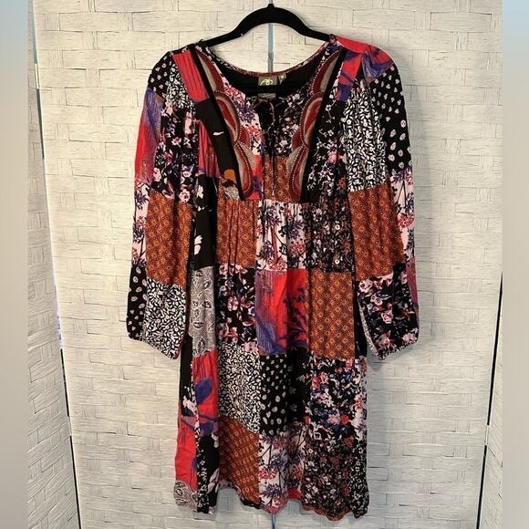 Anthropologie Arcata Patchwork MIxed Pattern Dress by One September size Med - Picture 2 of 5
